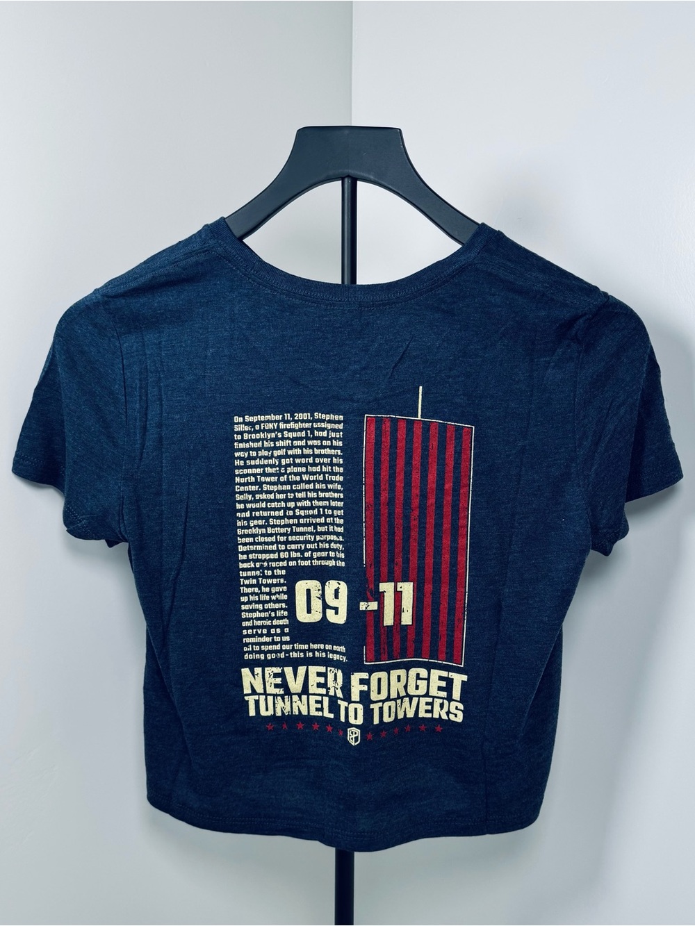 *New* Born Primitive woman's crop top shirt  9/11 Never Forget Commemorative siz